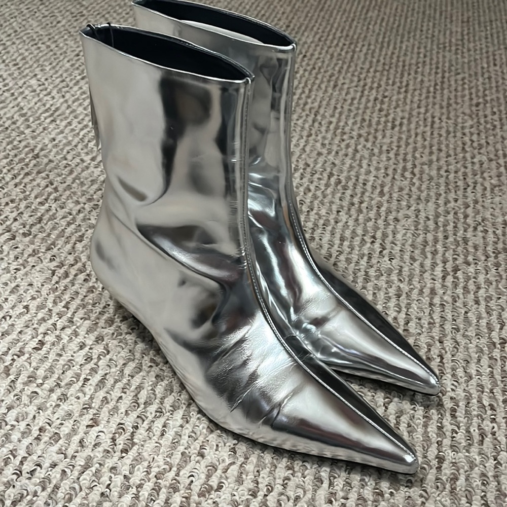 Zara silver leather boots